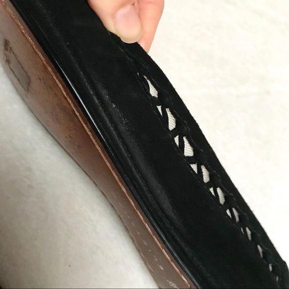 Elie Tahari Black Suede Lattice Ballet Flats - Picture 7 of 8